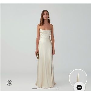 Fame and partners strappy draped gown matte satin